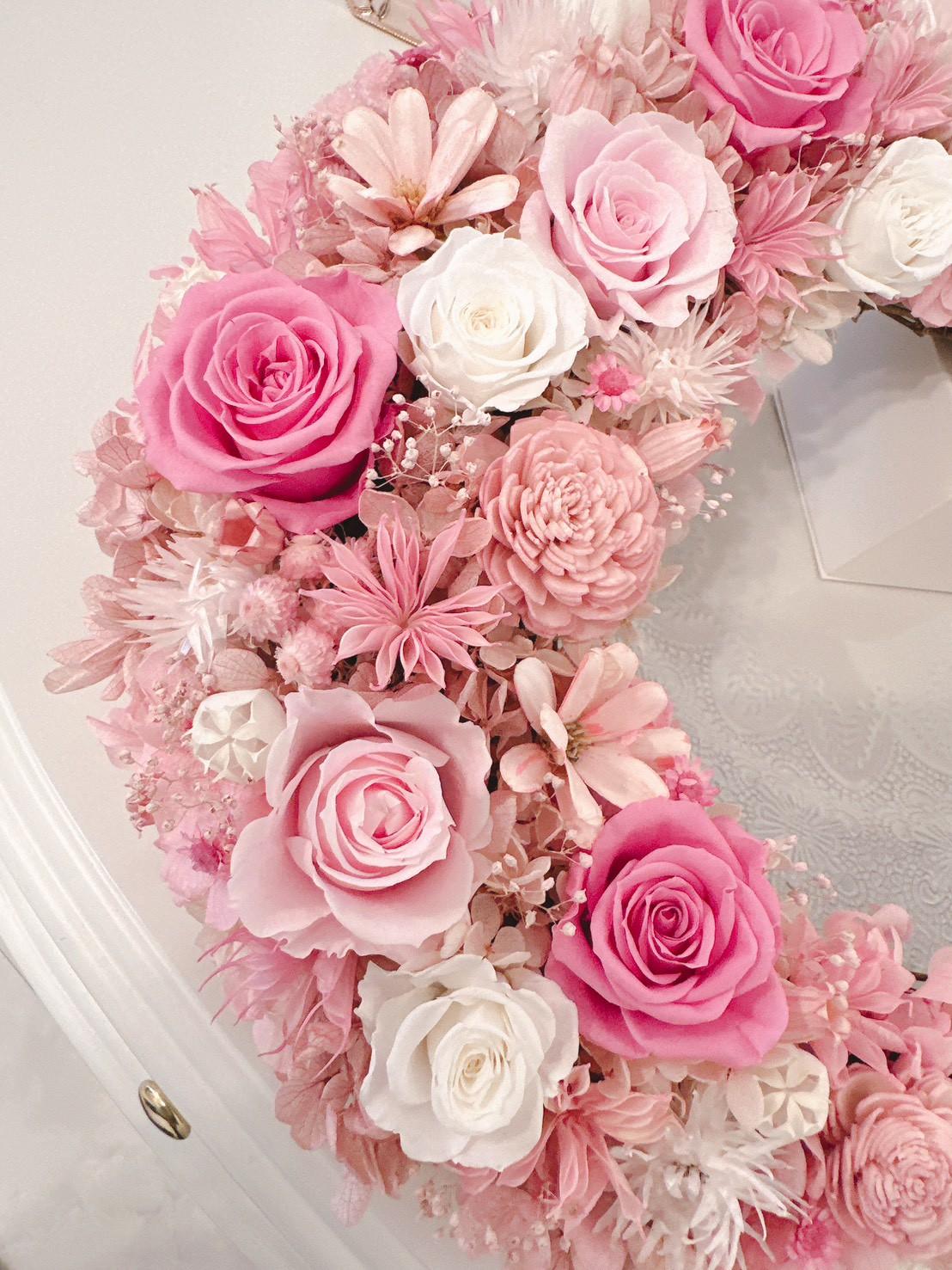 【人気 三日月リース】ロゼブロッサム クレセント 〜桃色の季節〜 結婚祝い ピンク 桜色 春限定2026 新作 ギフト | 10枚目